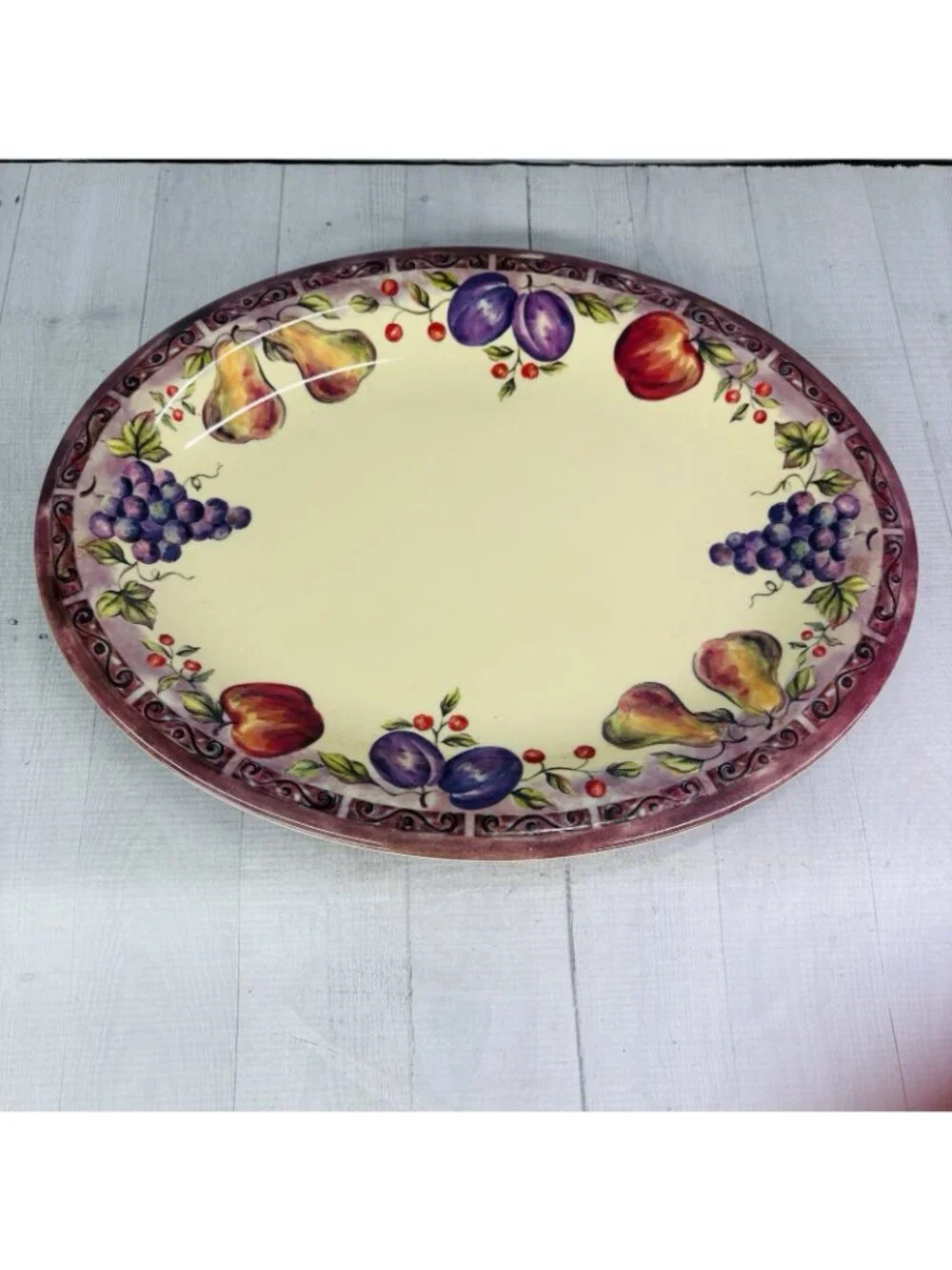 JC Penny Home Collection FRUIT MULTI Purple Melamine Large Oval Serving Platter